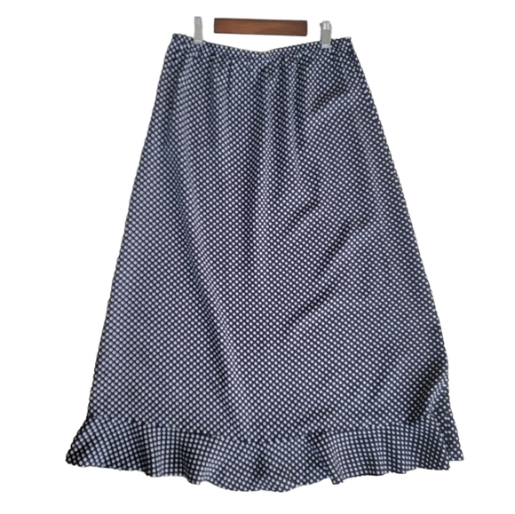 CHRISTOPHER & Banks Navy and White Polka Dot Ruffled Hem Skirt - Picture 4 of 6